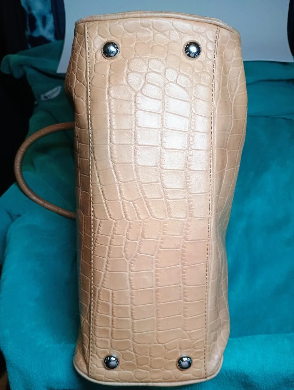 Michael Kors Joan Large Satchel – Tan Crocodile Embossed Leather